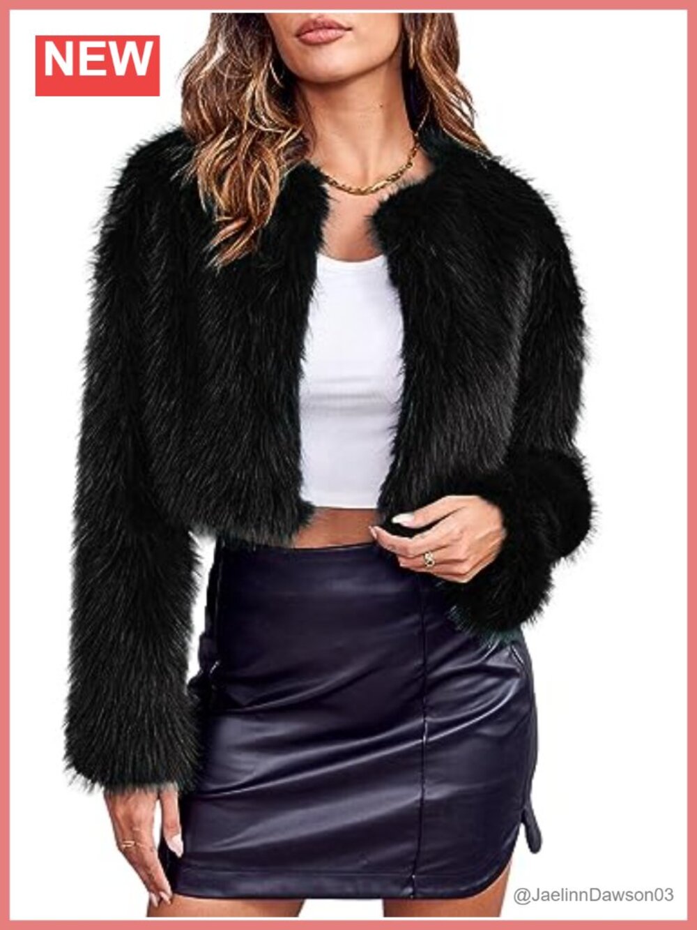 Womens Cropped Faux Fur Jacket Long Sleeve Fluffy Shaggy Coat